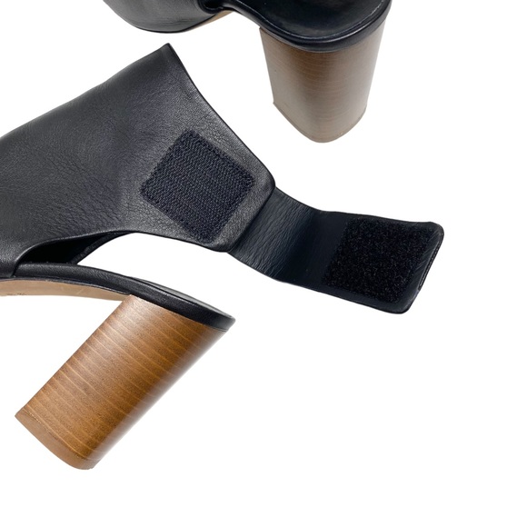 Vince Faye Leather Black Peep Bootie Sandals Size 6.5 - Picture 7 of 13